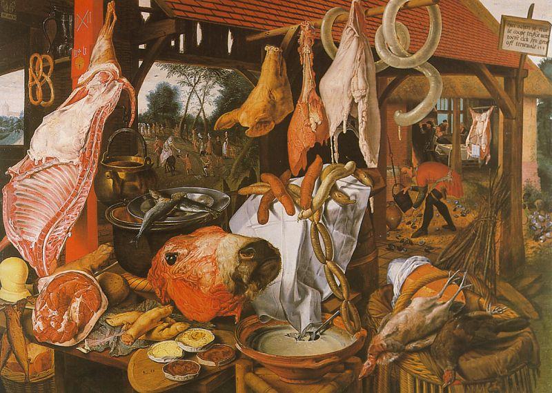 Pieter Aertsen  Butcher's Stall with the Flight into Egypt